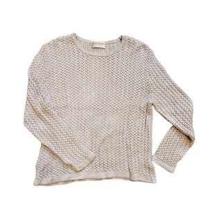 Vtg Tricots St Raphael Sweater Womens L Cream Minimalist USA Union Made Cottage